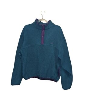 Vintage L.L. Bean Pullover Fleece Turquoise Sweater Shirt Sz M Made in USA